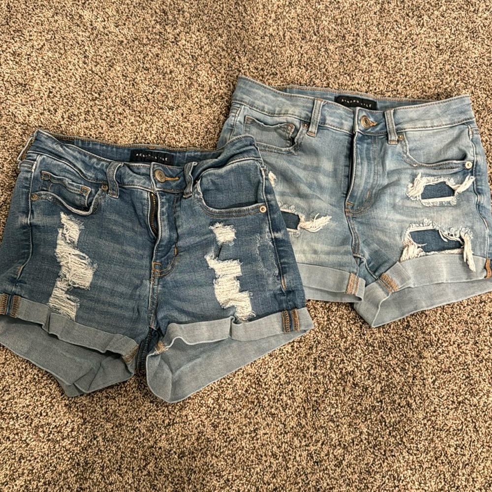 Aeropostale High Rise Midi Denim Shorts
